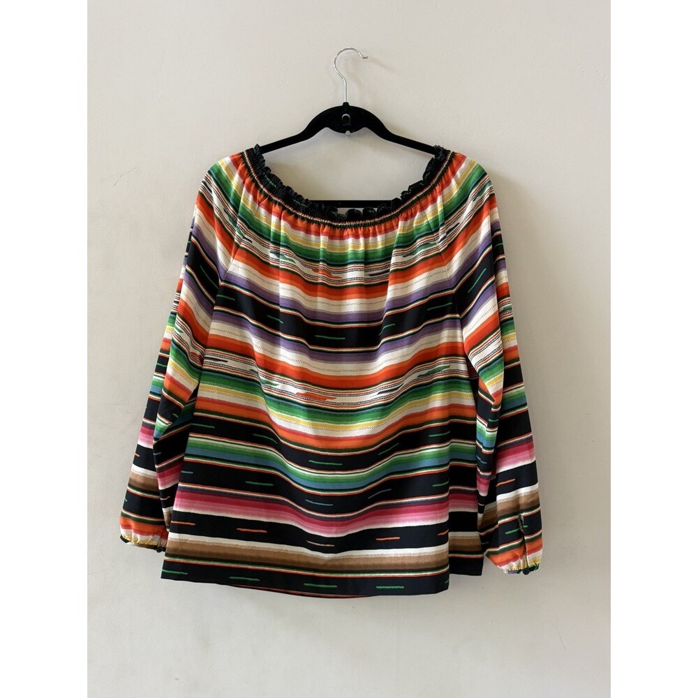 Lauren Ralph Lauren Southwest Stripe Top Women’s Size XL Tunic Tassel Mature - Picture 2 of 9